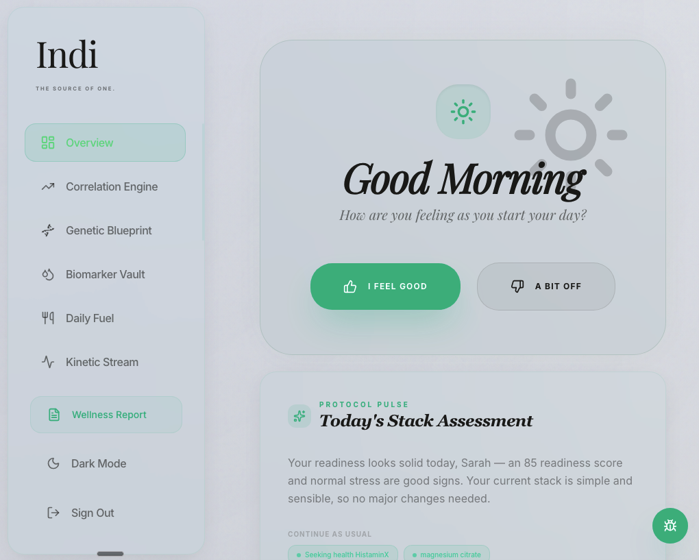 Indi Overview screen